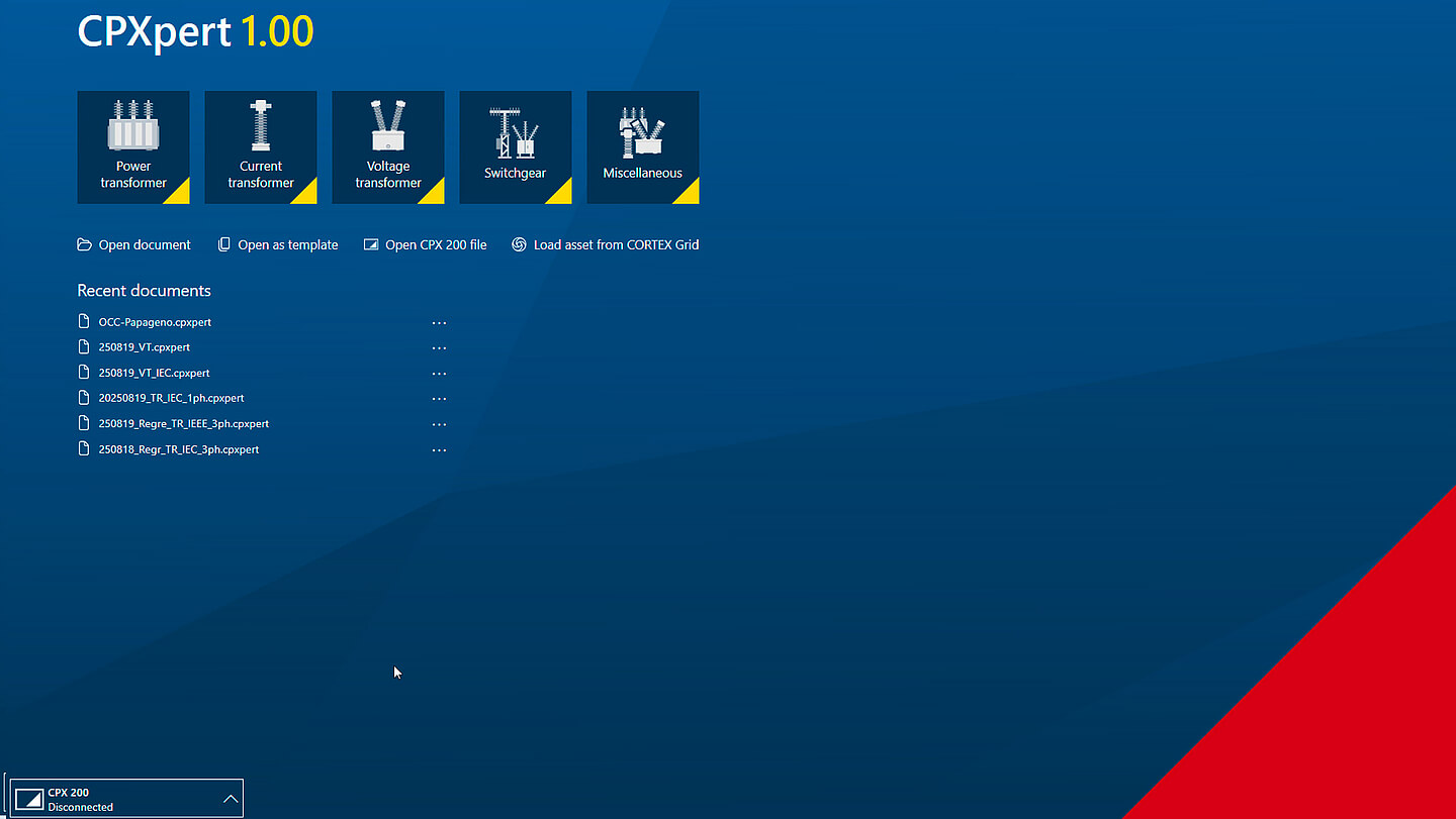 Interface do software CPXpert para o CPX 200