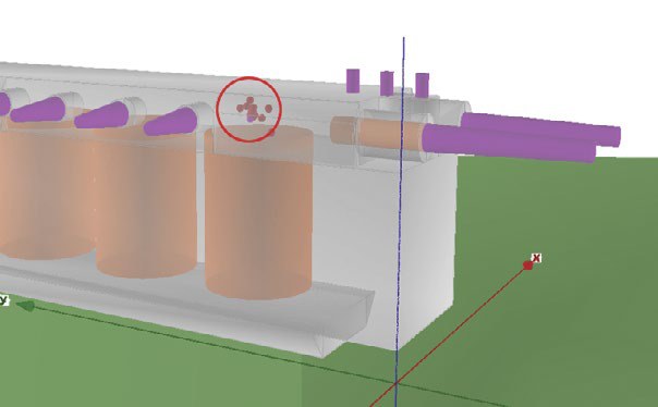 Localização 3D da DP próxima ao terminal de saída da fase 1U